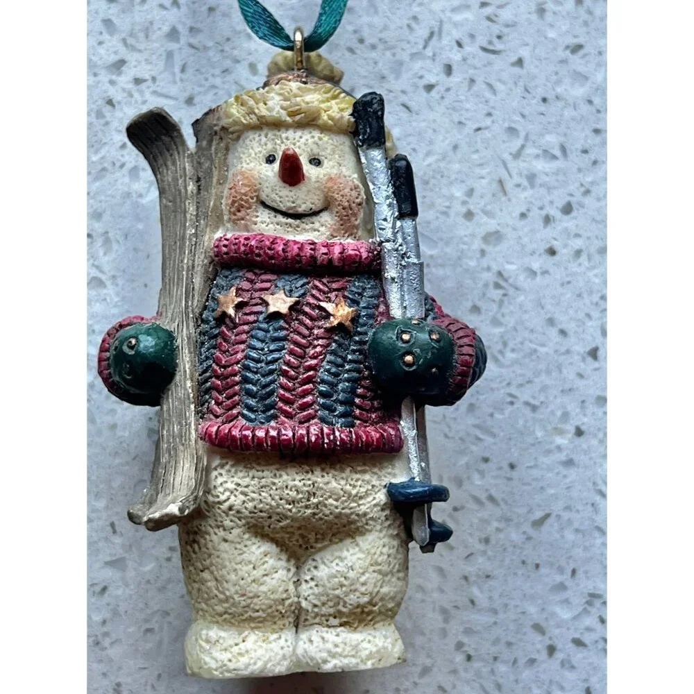 Set Of 4 TJs Christmas Snowman Ornaments With Sports Theme